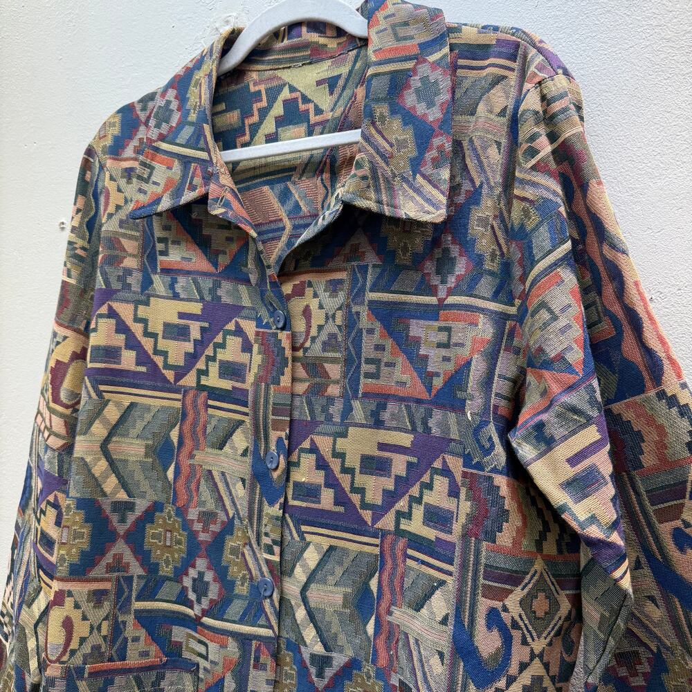 Vintage Southwestern Style Patterned Blazer 80s Retro Graphic Spring Summer